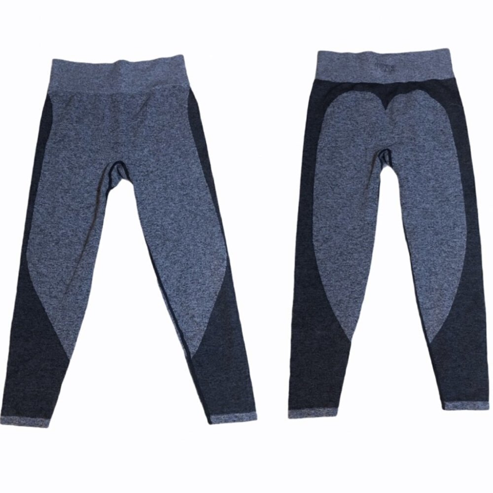 PINK VS- Dark Grey/Light Grey High waisted full length seamless leggings